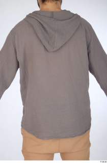 Turgen casual dressed grey linen hooded shirt upper body 0005.jpg